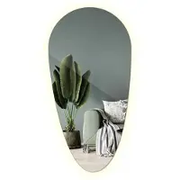 Tulup (35x70 cm) Miroir LED Irrégulier Allongé Blanc Chaud Pour Décoration Murale Moderne