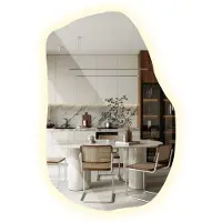Tulup (58,5x90 cm) Miroir Salle De Bain Avec Lumière LED Neutre Forme Organique Irrégulière Miroir Décoratif Mural Design Élégant