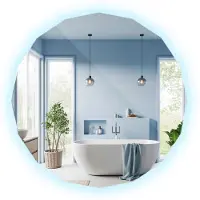 Tulup (100x100 cm) Miroir Polygonal LED Blanc Froid Avec Éclairage LED Intégré Pour Salle De Bain