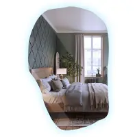Tulup (58,5x90 cm) Miroir Salle De Bain Avec Lumière LED Froide Forme Organique Irrégulière Miroir Décoratif Mural Design Élégant