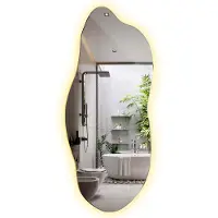 Tulup (40x90 cm) Miroir LED Irrégulier Asymétrique Forme Organique Rétroéclairé Style Scandinave et Bohème