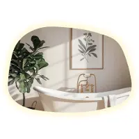 Tulup (66x90,9 cm) Miroir Organique LED Blanc Neutre Forme Irrégulière Miroir Lumineux Mural Pour Salle De Bain Chambre Et Entrée