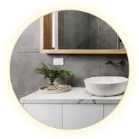 Tulup (100x100 cm) Miroir De Salle De Bain LED Rond Avec Lumière Neutre Miroir Sans Cadre Installation Murale