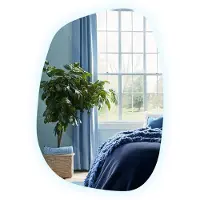 Tulup (38,2x55,1 cm) Miroir Asymétrique LED Lumière Froide Avec Forme Libre Sans Cadre Pour Intérieur Moderne Et Style Contemporain