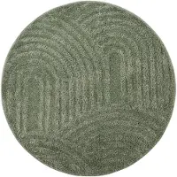 FRAAI Tapis rond scandinave - Lova Arches Vert | Ø 240cm | Rond | Pile haute