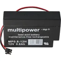 Multipower MP0.8-12H batterie au plomb avec fiche Molex 43025-200 noir, batterie pour Solar Rollomatic DFR 2000 No.1 / Solar, Vision CP1208