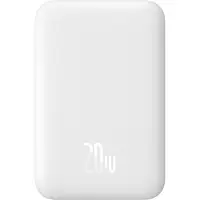 Baseus Batterie externe Airpow, 6000 mAh, 20W, avec système de fixation magnétique, incluant un câble Simple USB-C vers USB-C, 30 cm, de couleur blanche
