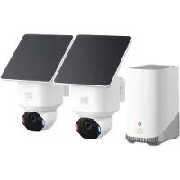 Eufy SoloCam E42 + HomeBase S380, caméra IP de sécurité, intérieure et extérieure, sans fil, plafond/mur, blanche, forme sphérique