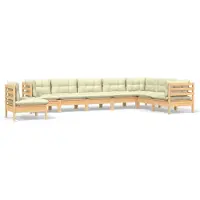 vidaXL Ensemble salon de jardin 8 pièces avec coussins crème pin massif