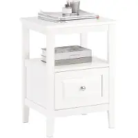 SoBuy Table de Chevet Blanche avec Tiroir - FBT131-W