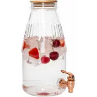 Cook Concept Fontaine à Boisson - - Couvercle en Bois - 3.8L - Transparent et Or