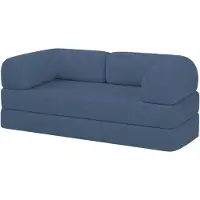 Bananair Canapé lit compressé modulable en velours côtelé 90x180 cm bleu