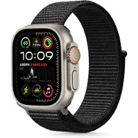 TechProtection Nylon Strap for Apple Watch 44 / 45 / 46 / 49 mm - Black (44 mm, 45 mm, 46 mm, 49 mm, Nylon), Sangles de montre, Noir