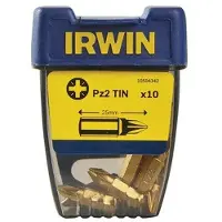 Irwin Tools Irwin 10504342 Lot de 10 embouts de tournevis Pozi PZ2 en titane 25 mm