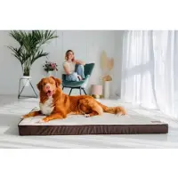 Welsti Lit orthopédique pour chien, matelas pour chien, beige et beige clair XL 130 x 90, antidérapant