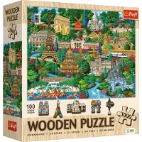 Trefl Puzzle en bois 1000 el. France, lieux célèbres