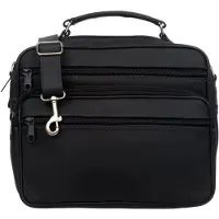 Kaletnik Sac Okowa en cuir de vachette – bandoulière réglable, plusieurs compartiments, fermetures éclair – Au quotidien et pour les occasions spéciales – Noir