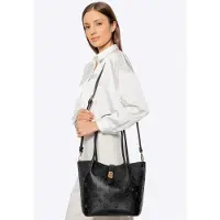 WITTCHEN Valise pour femme en éco-cuir avec logo en relief, grande, noire, éco-cuir noir