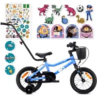 Sun baby Vélo pour enfants LOOFI 14 pouces, vélo léger en aluminium de 6,6 kg pour les enfants à partir de 3 ans, avec roues d'appoint, panier et sonnette, pour garçons et filles