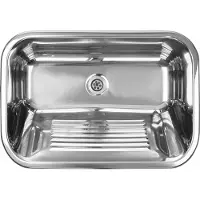 DomoDomo Évier agricole en acier 65 x 45 x 22 cm, 1 compartiment, profond, avec siphon
