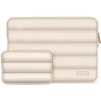 TechProtection Puffy Laptop Sleeve 13-14" mit Zubehörtasche - Beige (14"), Sac pour notebook, Beige