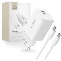 Tech-Protect Nc45W-Gan Chargeur réseau 2 ports Pd45W + Câble Type-C Blanc
