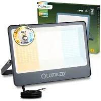LUMILED Spot LED pour extérieur 200 W 22 000 lm CCT 3000 K 4000 K 6500 K IP66 étanche Projecteur pour extérieur Jardin Garage Cour Projecteur mural Aluminium gris Projecteur noir Projecteur