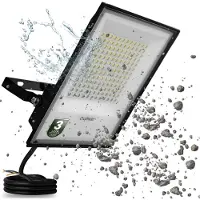 LUMILED Projecteur à LED avec lentille 50W Super lumineux Projecteur d'extérieur 5500 lm Projecteur à LED pour l'extérieur IP65 étanche IK05 4000K blanc neutre Projecteur de projecteurs noir