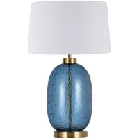 Light Prestige Lampe de table Amur bleu-blanc-doré, 1xE27x60W, verre, dimensions : 58x38x38 cm, IP20,