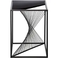 Gilde Table d'appoint , carrée, modèle "Ray", en verre et métal, noire, lot de 1, L. 48 cm, l. 48 cm, H. 51 cm. Référence : 74837 4063387748374