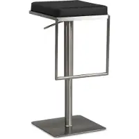 Wohnling Tabouret de bar Noir Similicuir Acier inoxydable Chaise de bar moderne Chaise de comptoir pivotante Rembourrée Tabouret de bistrot Métal Haut Tabouret de comptoir Réglable en hauteur