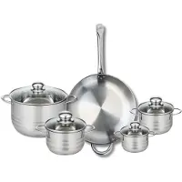Elo Ensemble de 1 Poêle de cuisson 32 cm et 4 faitouts 12, 14, 16 et 24 cm Profi Brillant