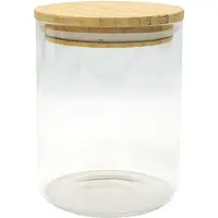 Fackelmann Boîte de conservation en verre 0,9L avec couvercle en Bambou Nature
