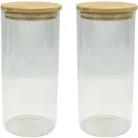 Fackelmann Lot de 2 boîtes de conservation verre 1L avec 2 ustensiles de cuisine Nature Divers