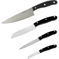 Nirosta 9919750 Couteau Santoku, Couteau Office, Couteau À Légumes, Couteau De Cuisine, Acier Inoxydable, Noir, 20, 22, 26 Et 31 Cm