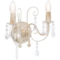 vidaXL Wandlampe mit Perlen 2xe14 antikes Weiß