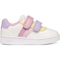 Geox - Baskets pour bébé fille, modèle E Clyper, couleur blanc optique/rose, taille 26 EU