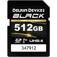 Delkin BLACK UHS-II SDXC 512GB R:300MB/s W:250MB/s (512 Go, SDXC, U3, UHS-II), Carte mémoire, Noir