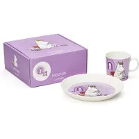 Arabia Moomin puodelio ir lėkštės rinkinys Snorkmaiden lila, Tasse, Violet