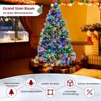 Northix Sapin de Noël Ø125 x 215 cm avec lumières LED Sapin de Noël avec baies vert + blanc