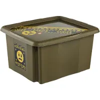 Keeeper Aufbewahrungsbox karolina Emoji Danger, 24 Liter Dreh-/Stapelbox mit Deckel, aus PP, olivgrün (24 l, 35.50 x 42.50 x 22.50 cm)
