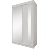 Beautysofa Armoire GAJA II avec portes coulissantes, 120 cm, avec miroir – Armoire 2 portes, pour chambre à coucher, revêtue en cachemire, avec deux tiroirs