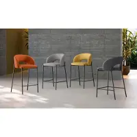 STONES Greta Tabouret En Tissu Orange Lot De 2 Pcs