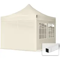 TOOLPORT 3x3 m Tonnelle pliante Acier, PES 700, côtés avec fenÃªtres, crème