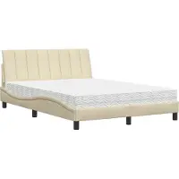 Syfax Lit avec matelas "Hanko" Crème 120x200 cm Tissu