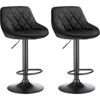 Supfine lot de 2 tabourets de bar en velours Tabouret de bistrot pivotant réglable en hauteur Chaise de bar noire