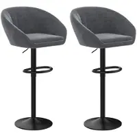Supfine Tabouret de bar (lot de 2) Chaise de bar en velours Chaise de comptoir Tabouret de cuisine pivotant avec dossier gris