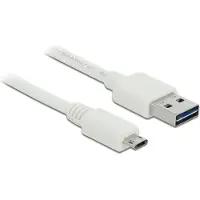 DeLOCK - Câble USB - Micro-USB de type B (M) pour USB (M) - USB 2.0 - 20 cm - connecteur A réversible, connecteur B micro réversible - blanc