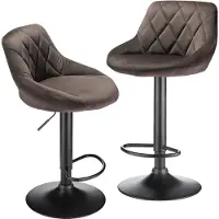 Supfine lot de 2 tabourets de bar en velours tabouret de bistrot pivotant réglable en hauteur chaise de bar marron