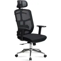Amstyle Chaise de bureau noire avec revêtement en maille Chaise de bureau jusqu'à 120 kg avec appui-tête |